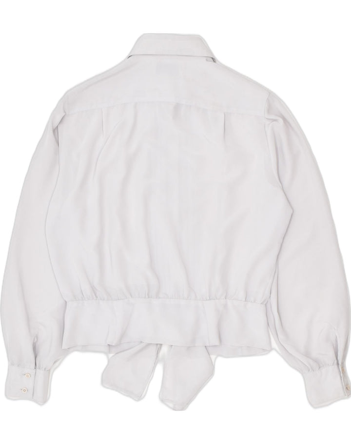 VINTAGE Womens Front Tie Shirt IT 42 Medium Grey Polyester | Vintage Vintage | Thrift | Second-Hand Vintage | Used Clothing | Messina Hembry 