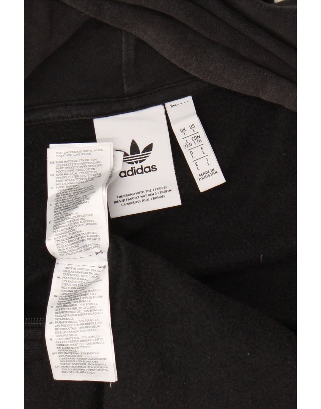 ADIDAS Mens Zip Hoodie Sweater Large Black Cotton