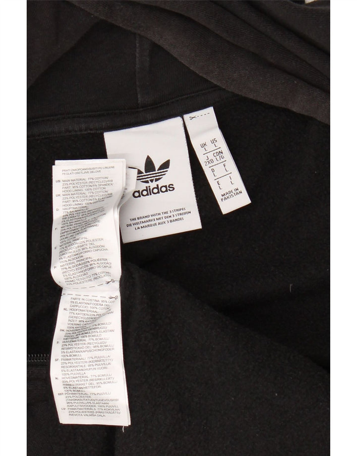 ADIDAS Mens Zip Hoodie Sweater Large Black Cotton