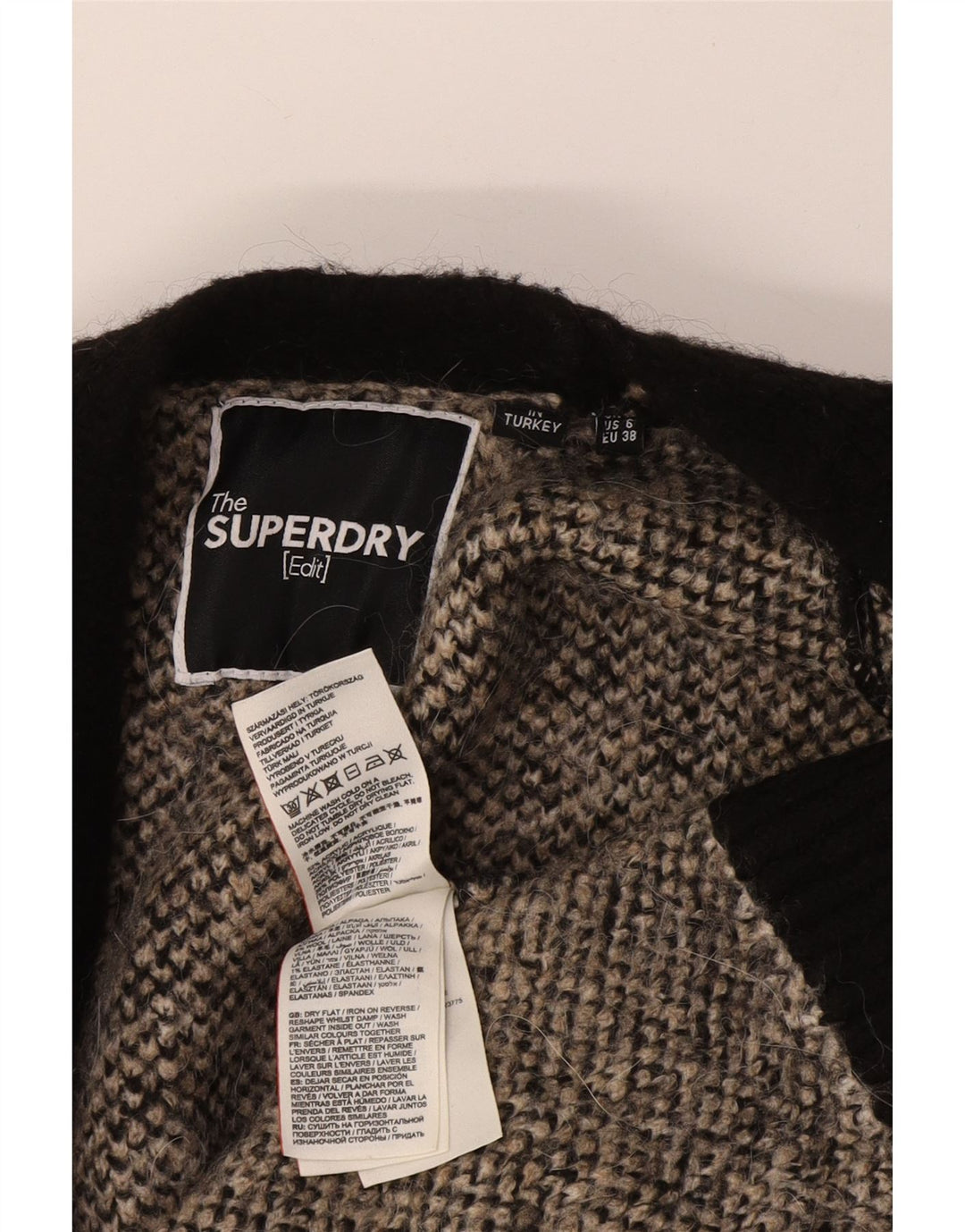 Superdry Womens Oversized Longline Cardigan Sweater UK 10 Small Black
