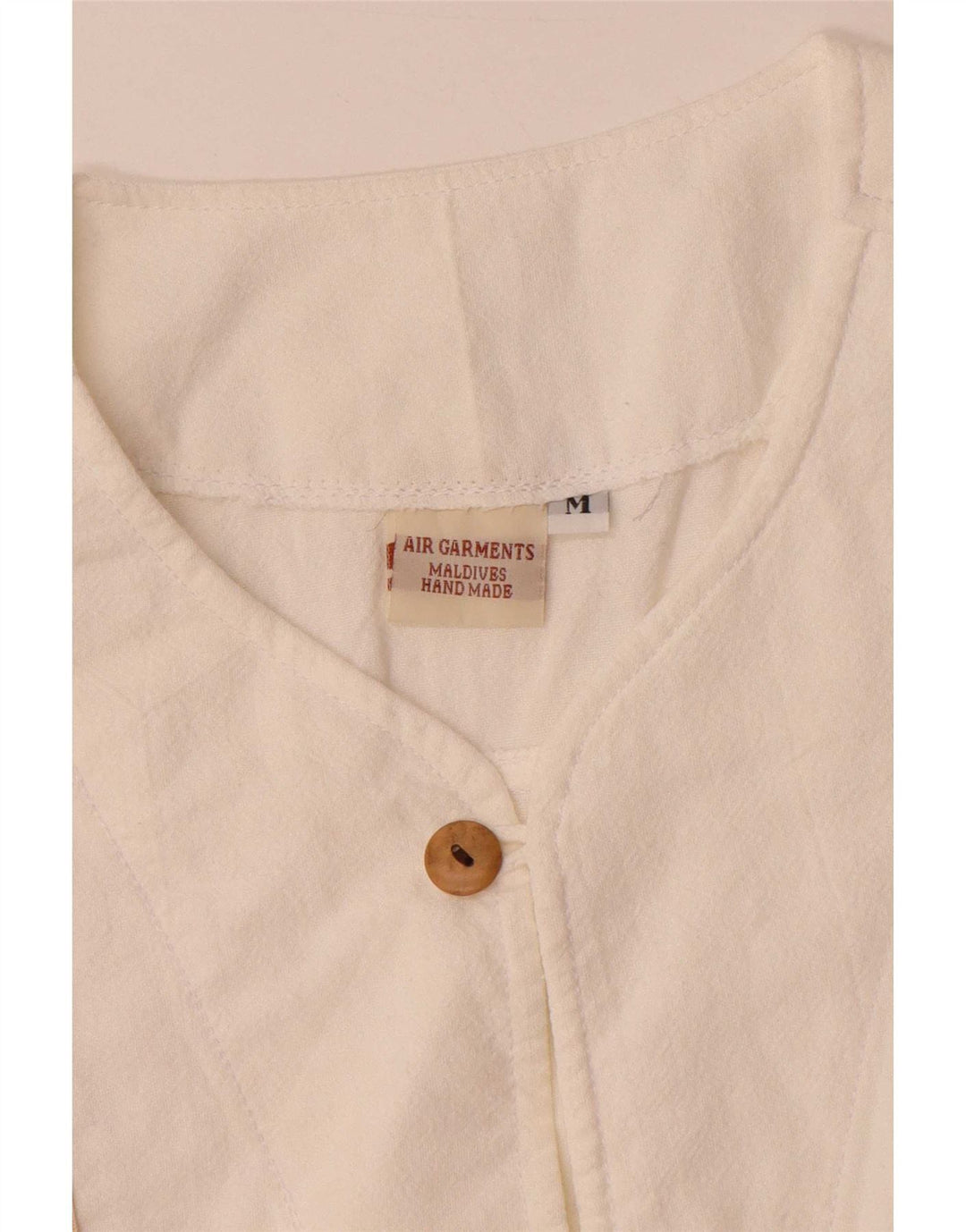 Vintage Mens Hand Made Short Sleeve Pullover Shirt Medium White Geometric