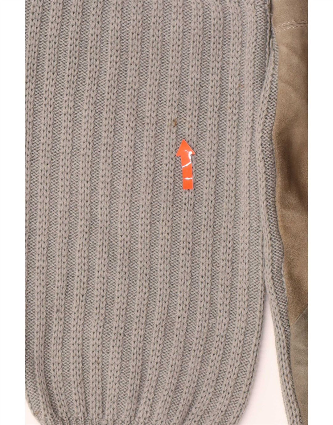 Vintage Mens Crew Neck Jumper Sweater Large Grey Colourblock Wool