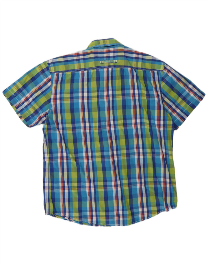 CAMEL ACTIVE Mens Short Sleeve Shirt Large Multicoloured Check Cotton