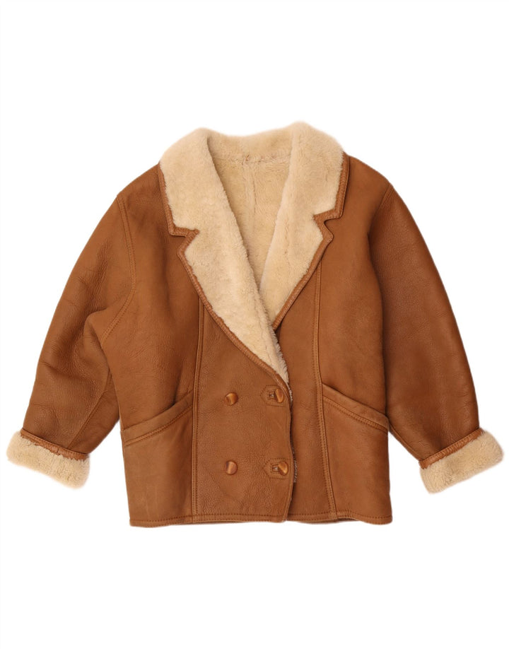 Vintage Womens Shearling Jacket UK 18 XL Brown