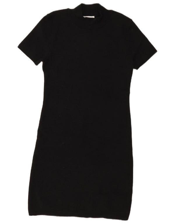 Zara Womens T-Shirt Dress UK 14 Large Black Polyester