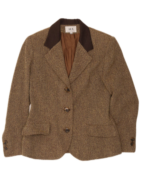Ginalebole Womens 3 Button Blazer Jacket IT 44 Medium Brown Herringbone