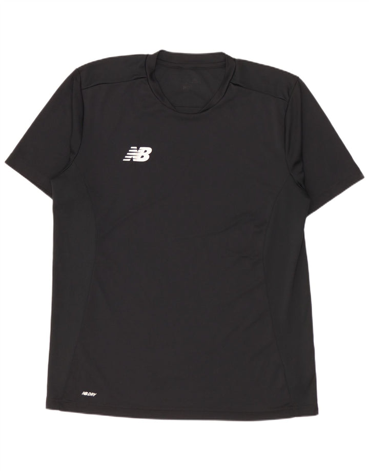 NEW BALANCE Mens Graphic T-Shirt Top Medium Black Polyester