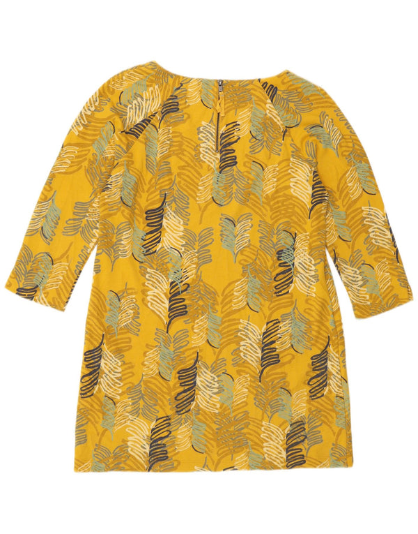 White Stuff Womens 3/4 Sleeve Shift Dress UK 14 Medium Yellow Floral