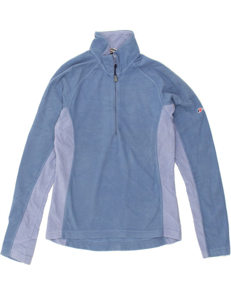 BERGHAUS Womens Zip Neck Fleece Jumper UK 8 Small Blue Colourblock | Vintage Berghaus | Thrift | Second-Hand Berghaus | Used Clothing | Messina Hembry 