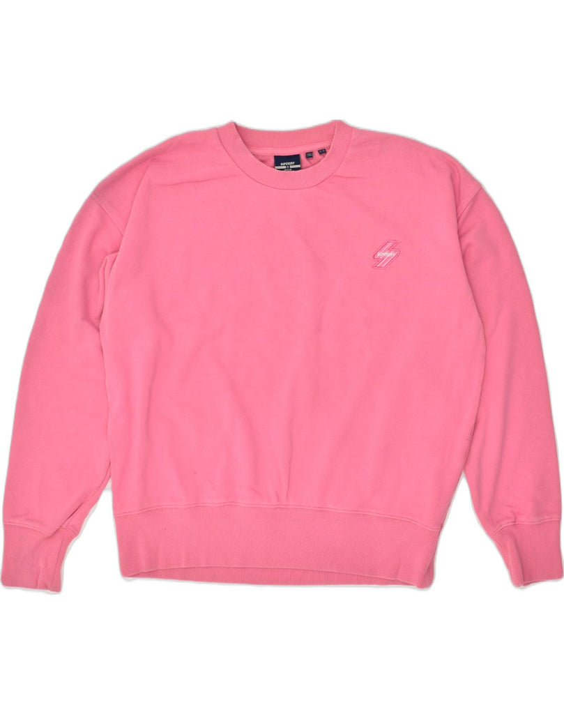 SUPERDRY Womens Sweatshirt Jumper UK 16 Large Pink Cotton | Vintage Superdry | Thrift | Second-Hand Superdry | Used Clothing | Messina Hembry 