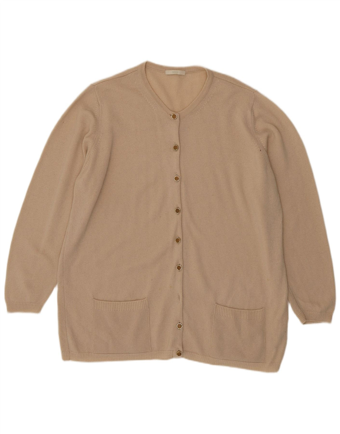 Marks & Spencer Womens Cardigan Sweater UK 20 2XL Beige Lambswool