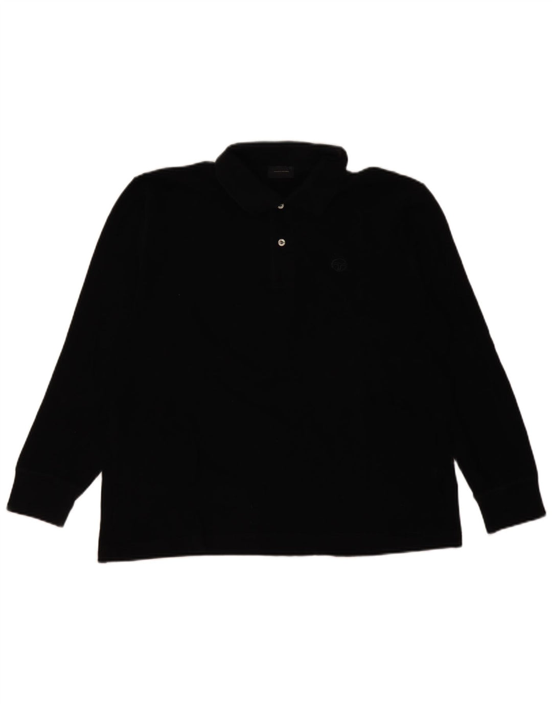 Sergio Tacchini Mens Long Sleeve Polo Shirt IT 50 Medium Black Cotton