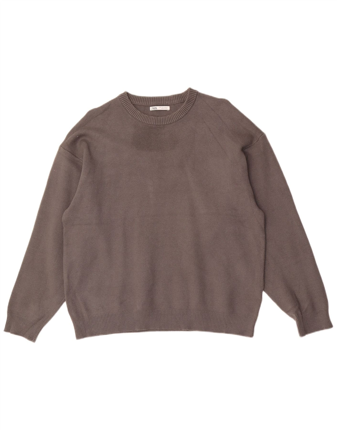 ZARA Mens Crew Neck Jumper Sweater Large Grey Viscose
