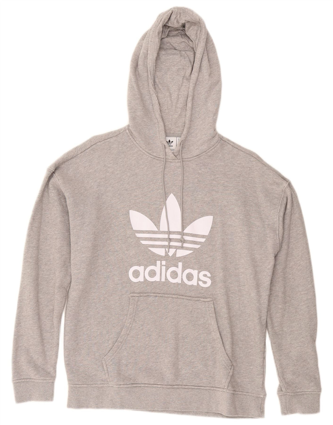 ADIDAS Womens Oversized Graphic Hoodie Jumper UK 8 Small Grey Cotton