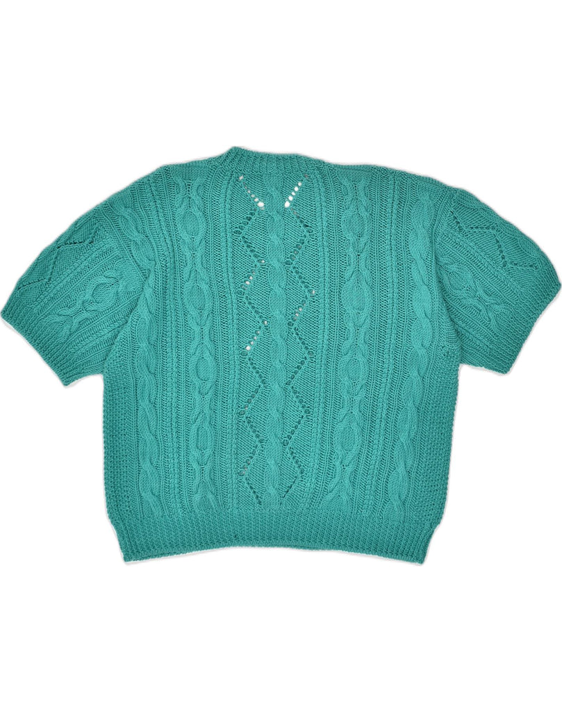 VINTAGE Womens Short Sleeve Crew Neck Jumper Sweater UK 18 XL Turquoise | Vintage Vintage | Thrift | Second-Hand Vintage | Used Clothing | Messina Hembry 