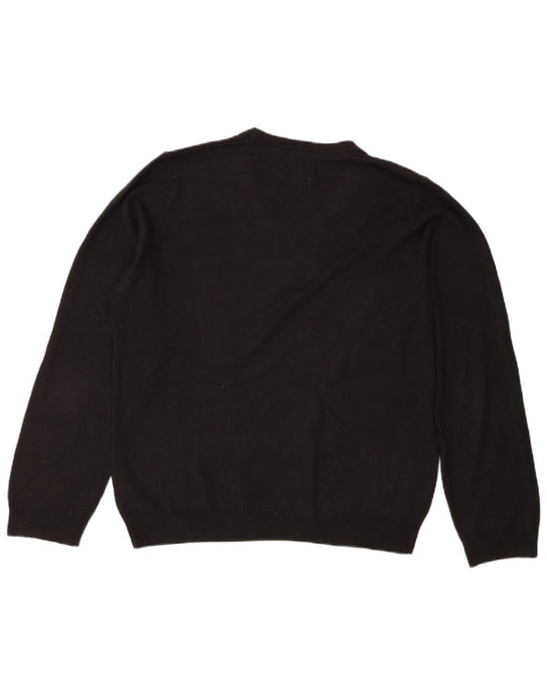 Marks & Spencer Mens Regular Fit V-Neck Jumper Sweater Large Black Acrylic