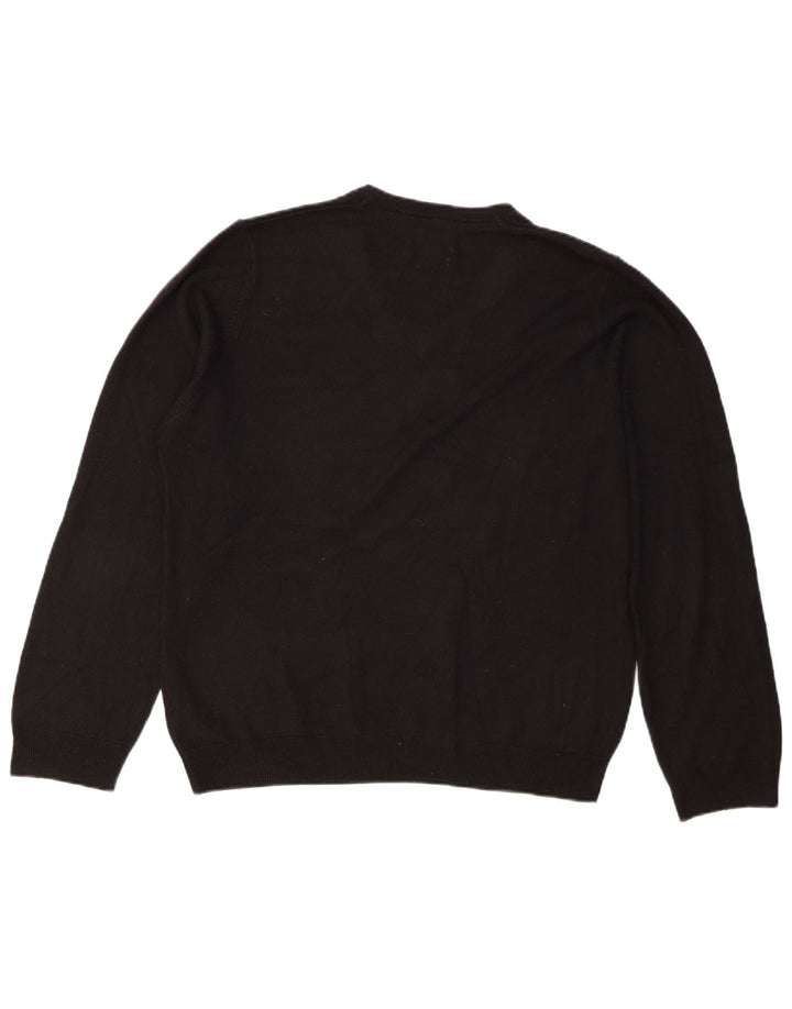 Marks & Spencer Mens Regular Fit V-Neck Jumper Sweater Large Black Acrylic