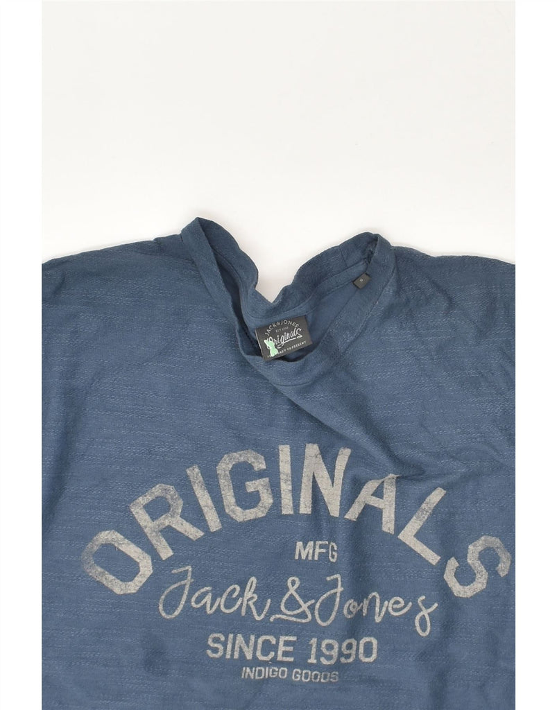 JACK & JONES Mens Graphic Top Long Sleeve Small Navy Blue Cotton | Vintage Jack & Jones | Thrift | Second-Hand Jack & Jones | Used Clothing | Messina Hembry 