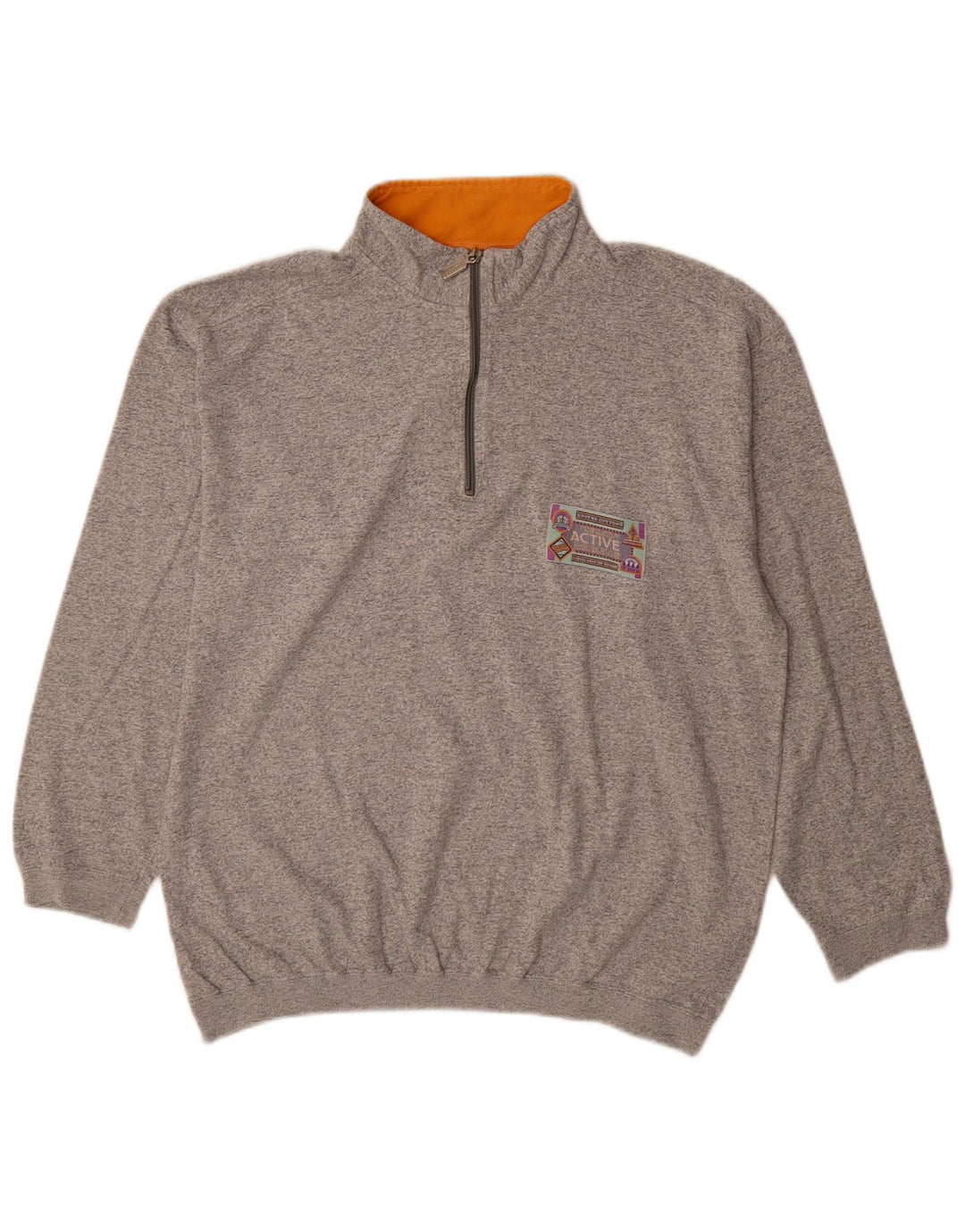 Active Mens Zip Neck Sweatshirt Jumper Medium Grey Cotton