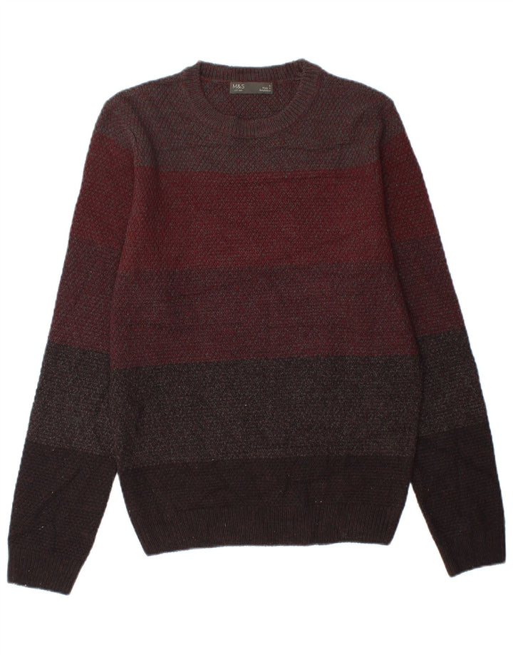 Marks & Spencer Mens Crew Neck Jumper Sweater Small Multicoloured Striped