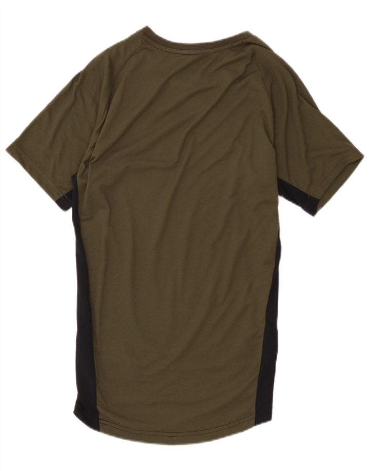 Puma Mens T-Shirt Top Small Khaki Colourblock Polyester