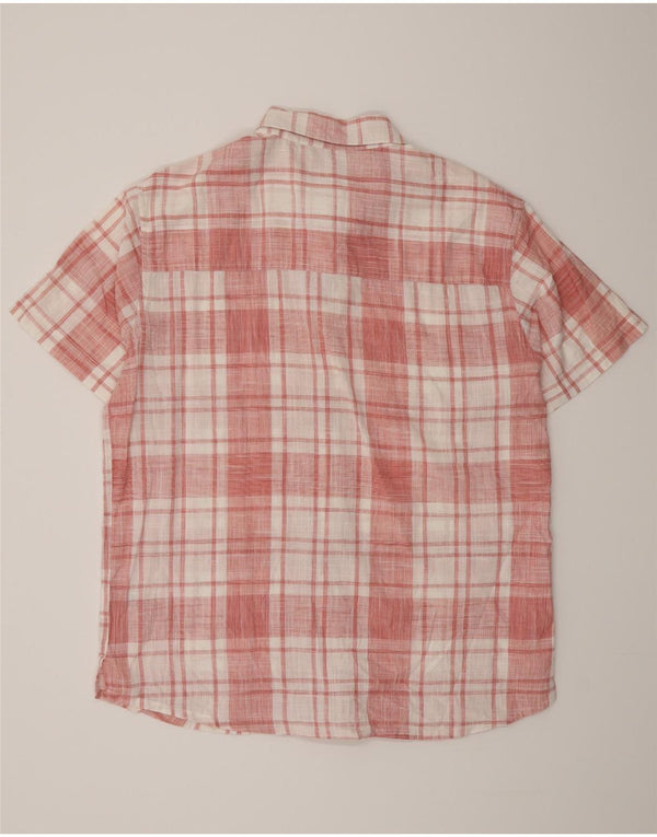 Mountain Warehouse Mens Short Sleeve Shirt XL Pink Check Cotton