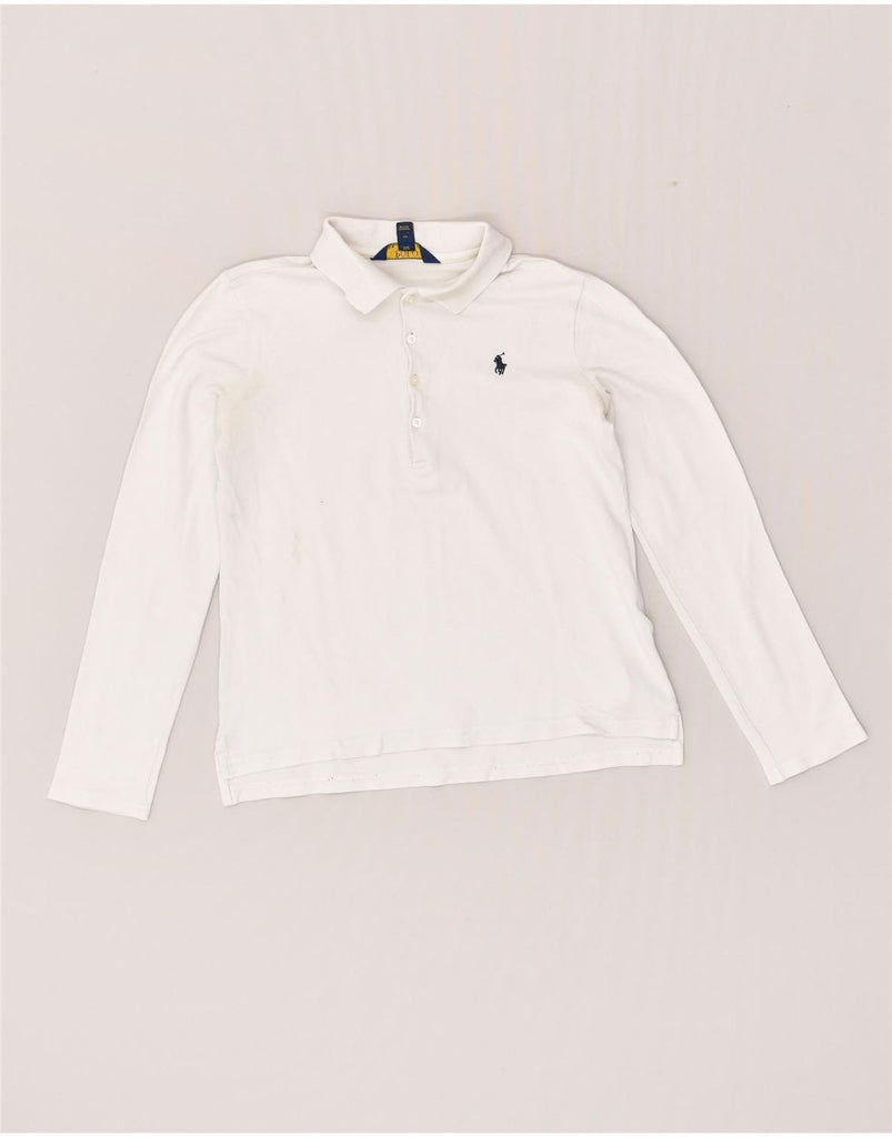 POLO RALPH LAUREN Girls Long Sleeve Polo Shirt 12-13 Years Large White | Vintage Polo Ralph Lauren | Thrift | Second-Hand Polo Ralph Lauren | Used Clothing | Messina Hembry 