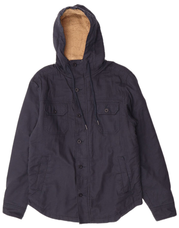 Rip Curl Mens Hooded Utility Jacket UK 38 Medium Navy Blue Cotton