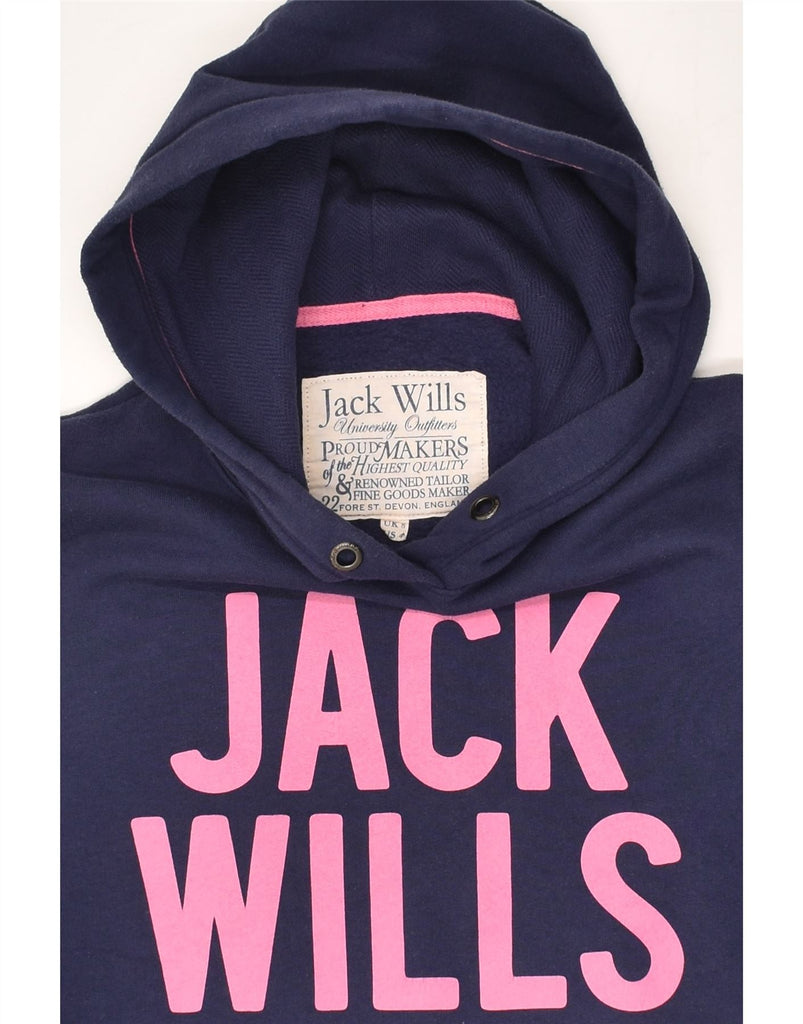 JACK WILLS Womens Hoodie Jumper UK 8 Small Navy Blue Cotton | Vintage Jack Wills | Thrift | Second-Hand Jack Wills | Used Clothing | Messina Hembry 