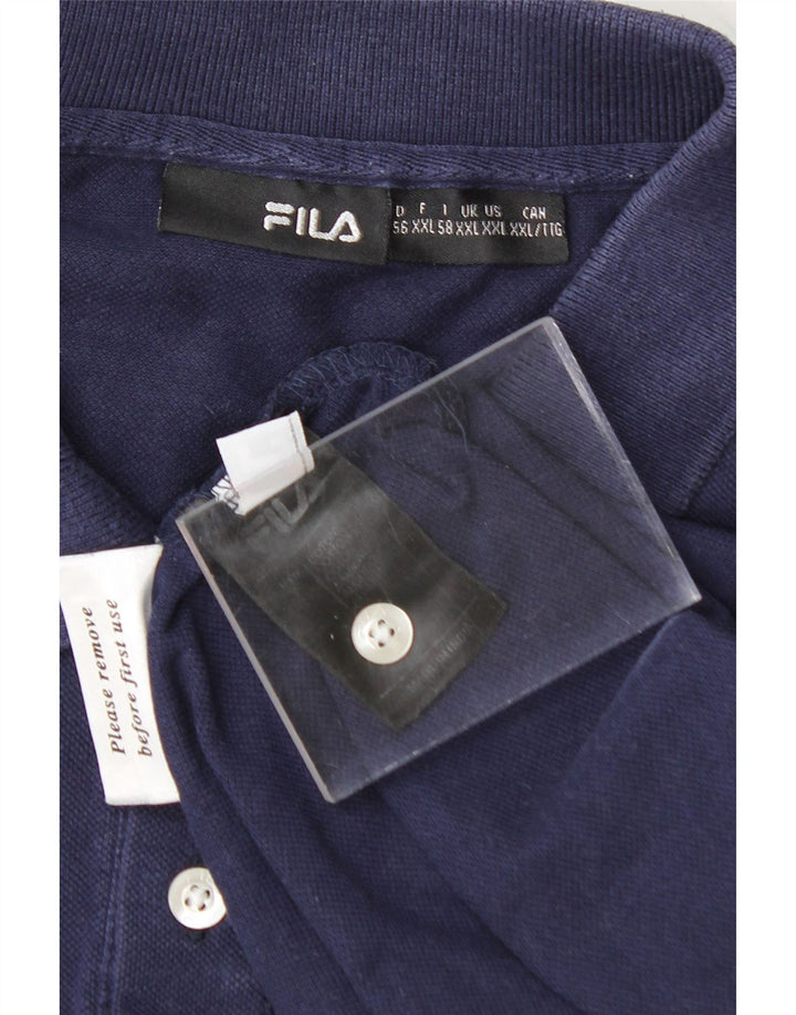 FILA Mens Polo Shirt 2XL Navy Blue Cotton Vintage Fila and Second-Hand Fila from Messina Hembry 