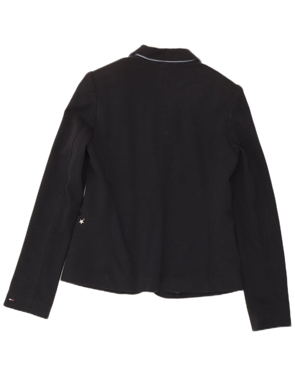 TOMMY HILFIGER Womens 1 Button Blazer Jacket UK 14 Large Navy Blue Cotton