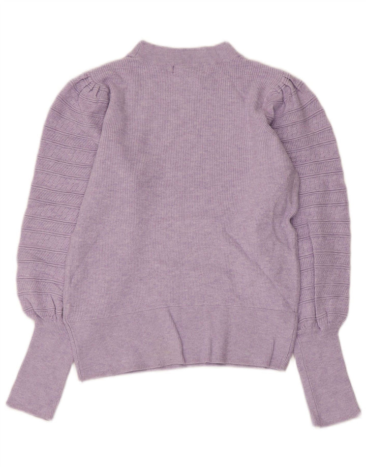 MARKS & SPENCER Womens Crop Crew Neck Jumper Sweater UK 8 Small Purple