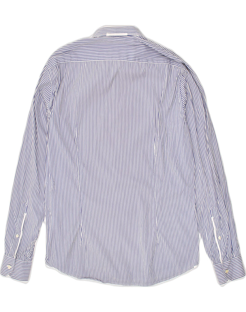 TRUSSARDI JEANS Mens Shirt Large Blue Pinstripe Cotton | Vintage Trussardi Jeans | Thrift | Second-Hand Trussardi Jeans | Used Clothing | Messina Hembry 