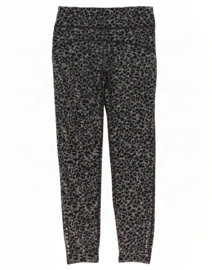 Nike Womens Dri Fit Leggings UK 8 Small Grey Animal Print Polyester