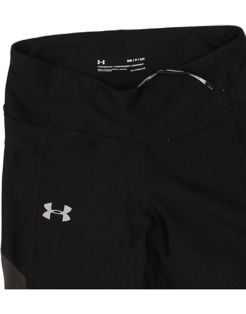 UNDER ARMOUR Womens Capri Leggings UK 10 Small Black Colourblock | Vintage Under Armour | Thrift | Second-Hand Under Armour | Used Clothing | Messina Hembry 