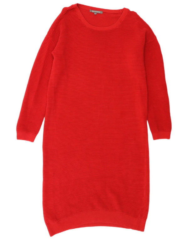 French Connection Womens Long Sleeve Jumper Dress UK 16 Large Red Cotton