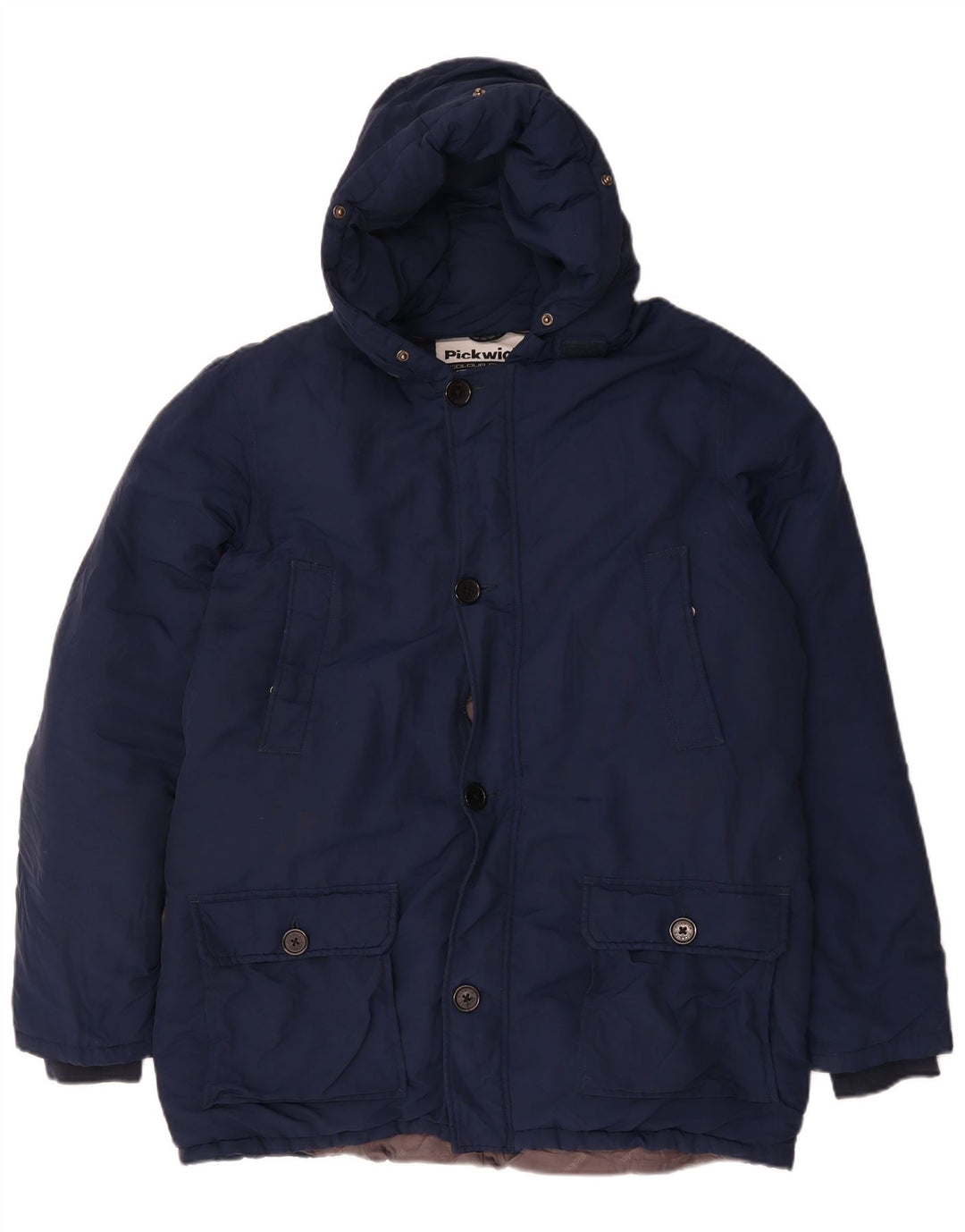 Pickwick Mens Hooded Padded Jacket UK 42 XL Navy Blue Polyester