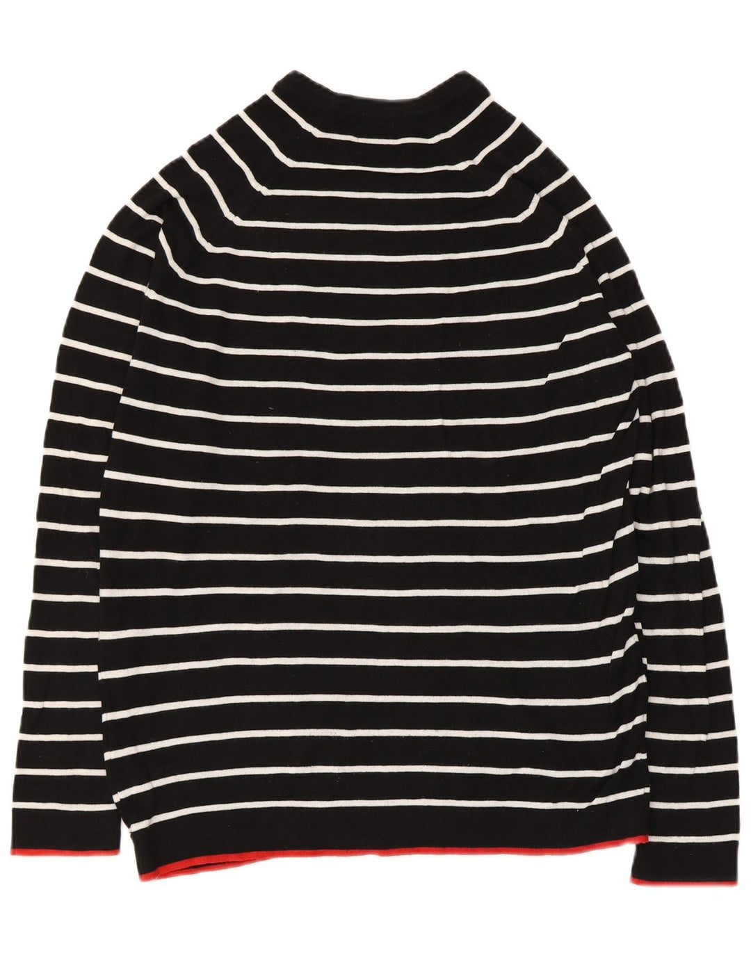 ZARA Womens Boat Neck Jumper Sweater UK 14 Medium Black Striped Cotton