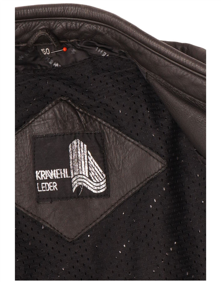 Krawehl Mens Motorstyle Leather Racer Jacket UK 36 Small Black Leather