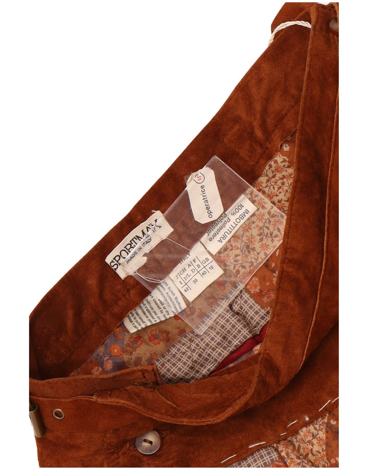 Sportmax Womens Flared Skirt UK 12 Medium W24 Brown Patchwork Polyester