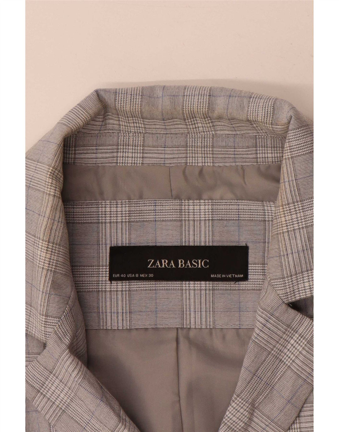 Zara Womens 1 Button Blazer Jacket EU 40 Medium Grey Houndstooth