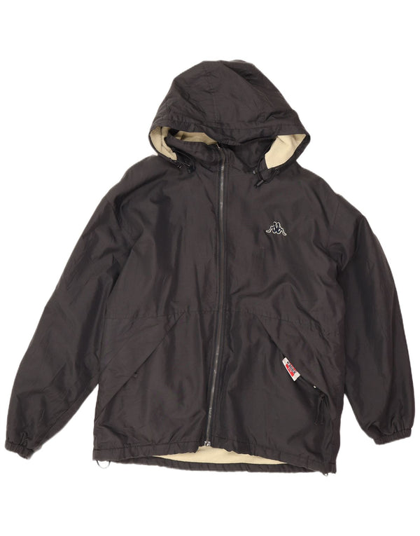 Kappa Mens Hooded Reversible Windbreaker Jacket UK 36 Small Black Polyester