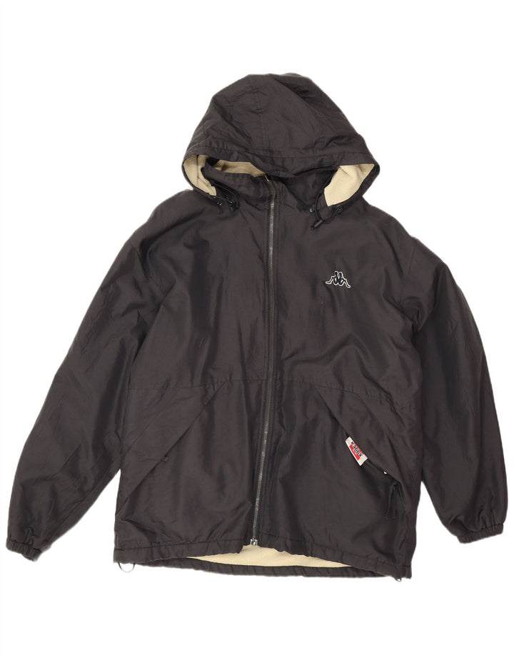Kappa Mens Hooded Reversible Windbreaker Jacket UK 36 Small Black Polyester
