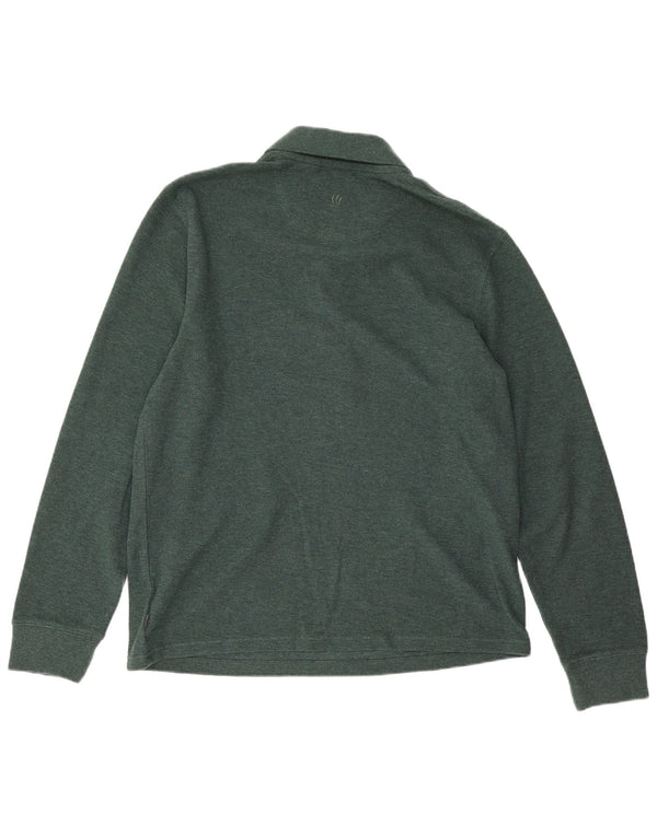 Fat Face Mens Long Sleeve Polo Shirt Large Green Cotton