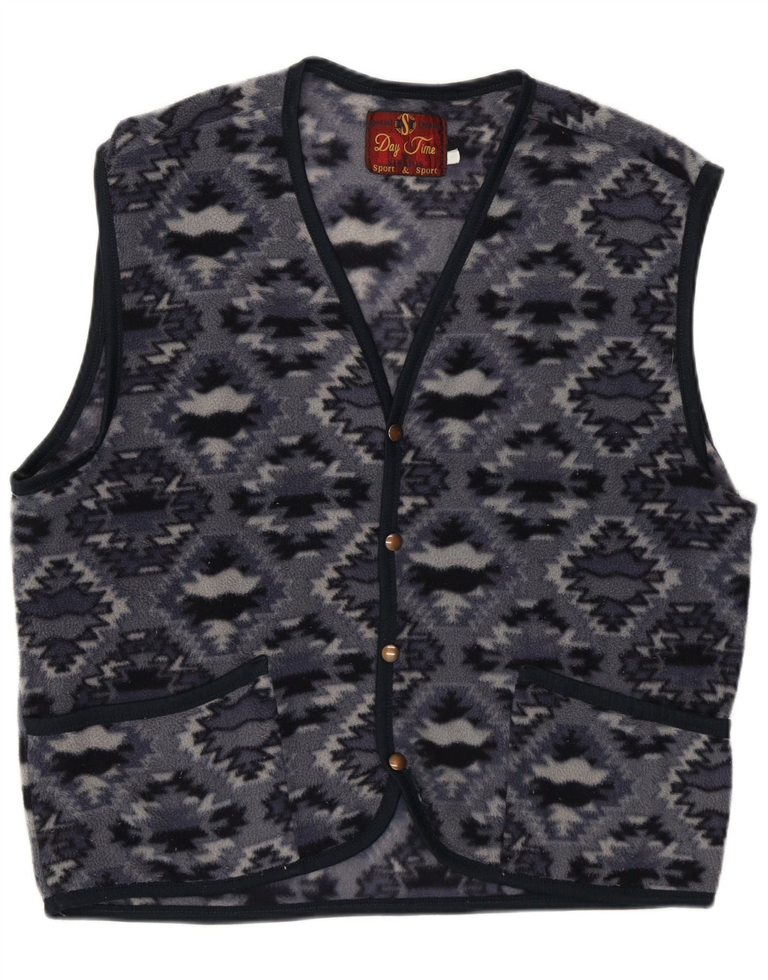 Stratos Mens Fleece Gilet UK 36 Small Navy Blue Geometric Polyester