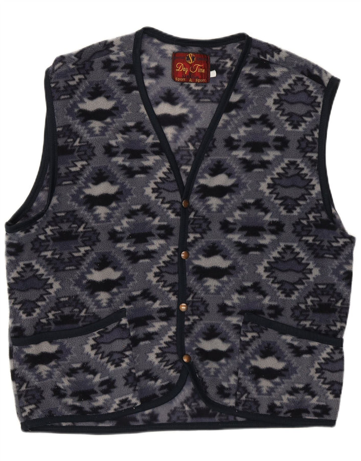 Stratos Mens Fleece Gilet UK 36 Small Navy Blue Geometric Polyester