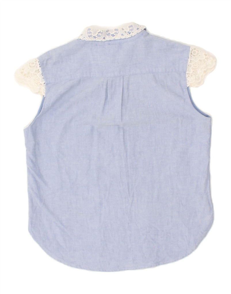 GAP Womens Short Sleeve Shirt UK 14 Medium Blue Cotton | Vintage Gap | Thrift | Second-Hand Gap | Used Clothing | Messina Hembry 