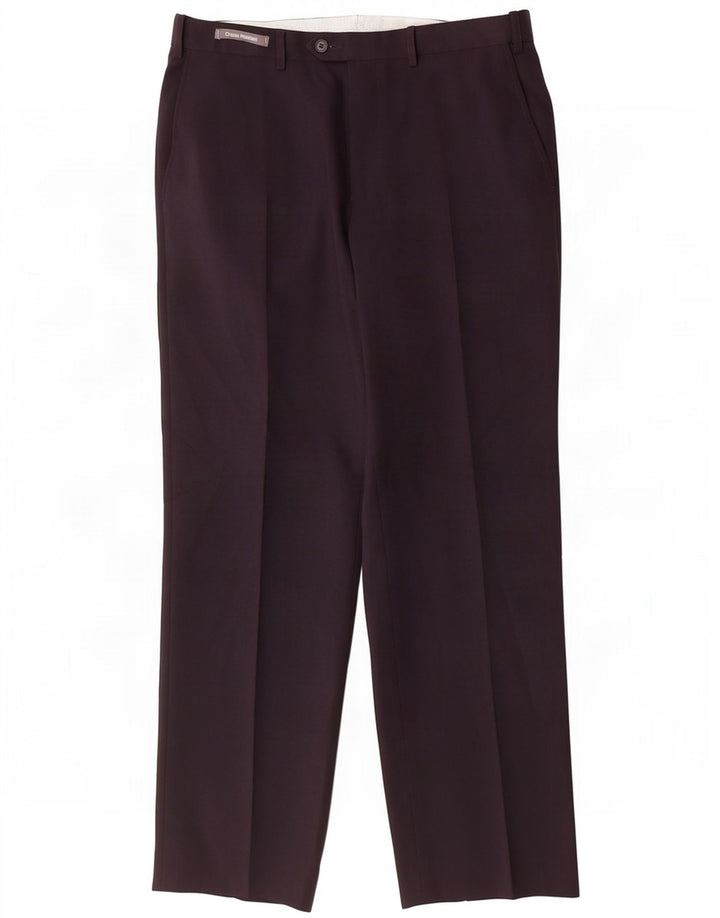 Marks & Spencer Mens Straight Suit Trousers W34 L31 Navy Blue Polyester