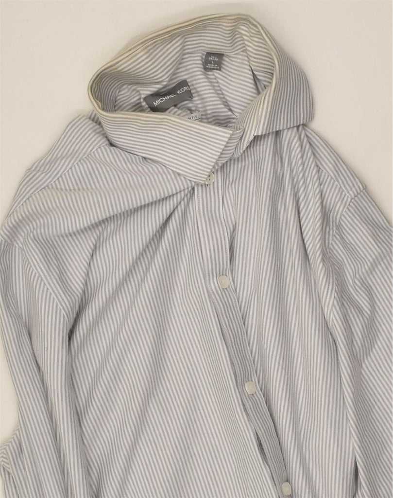 MICHAEL KORS Mens Slim Fit Shirt Large Grey Pinstripe Cotton | Vintage Michael Kors | Thrift | Second-Hand Michael Kors | Used Clothing | Messina Hembry 