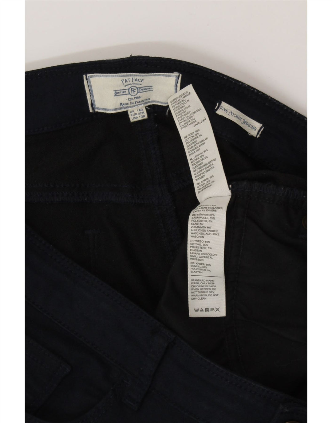 FAT FACE Womens Jegging Casual Trousers UK 14 Large W34 L29 Navy Blue